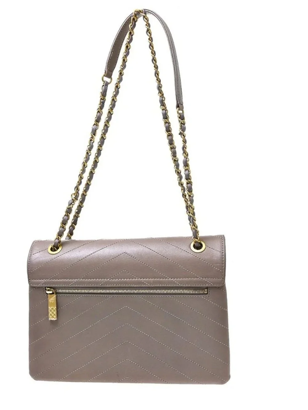 Chanel Purple Calfskin Chevron Shoulder Bag KQ01790